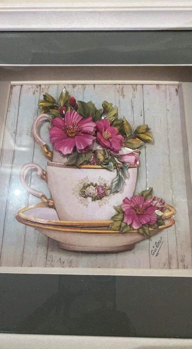 Pembe Çiçekli Gri Çerçeveli Tablo Seti - Görsel 4