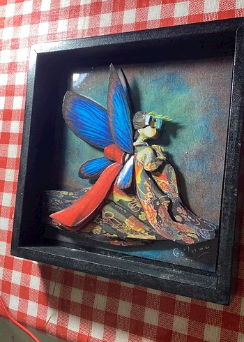 Mavi Kanatlı Kelebek Figürlü Dekoratif Tablo - Görsel 2