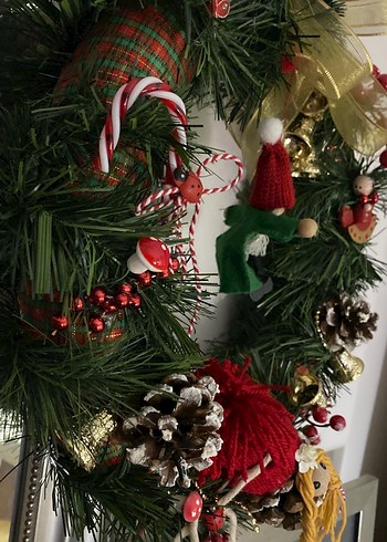 Renkli yeşil yılbaşı çelengi süsü - Görsel 6