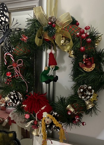 Renkli yeşil yılbaşı çelengi süsü - Görsel 7