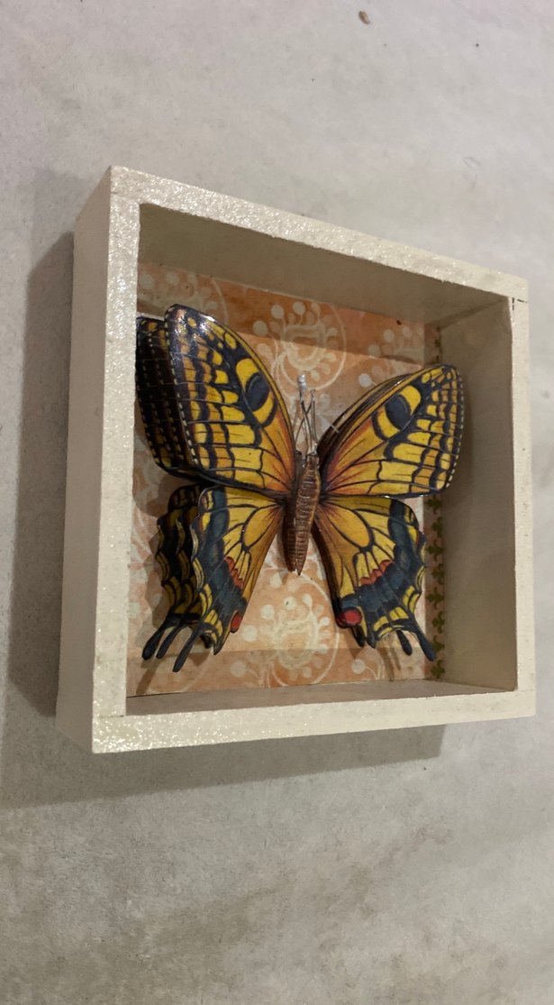 Sarı Kelebek Desenli Çerçeve - Görsel 2