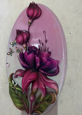 Mor Çiçek ve Kelebekler Tablosu - Görsel 3