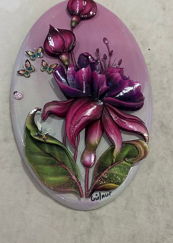 Mor Çiçek ve Kelebekler Tablosu - Görsel 4