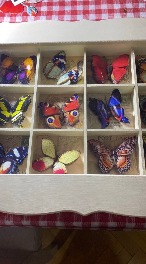 Ahşap Kelebek Desenli Bohem Tepsi - Görsel 4