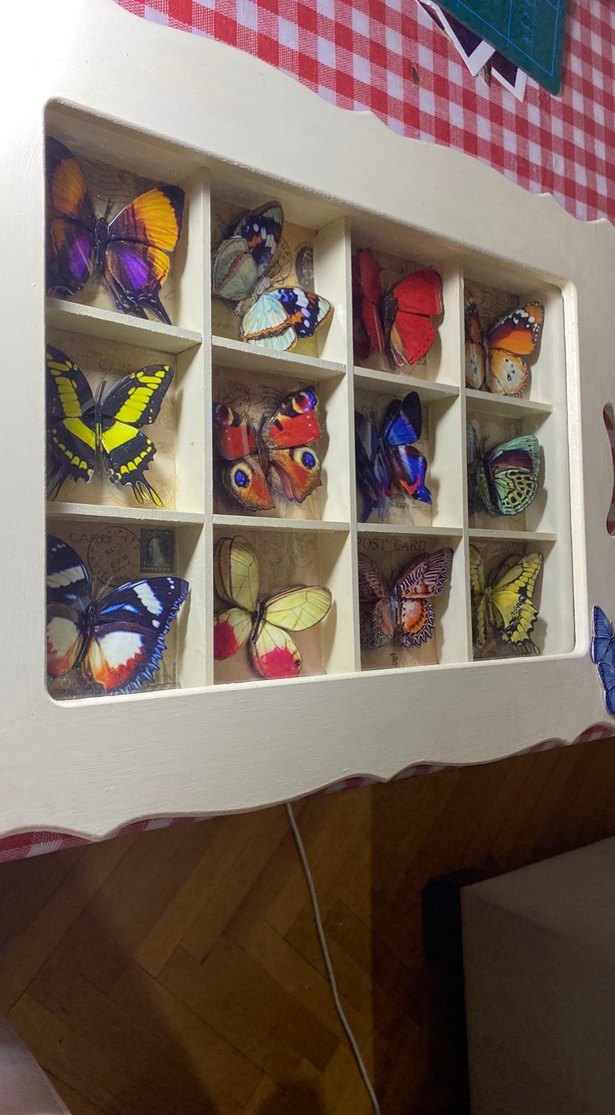 Ahşap Kelebek Desenli Bohem Tepsi - Görsel 2