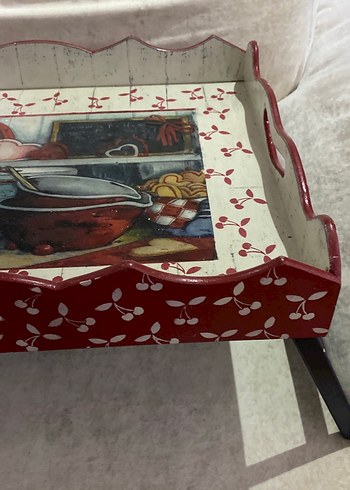 Kırmızı Ahşap Mutfak Tepsisi - Görsel 3