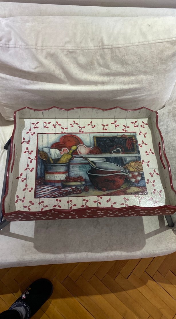 Kırmızı Ahşap Mutfak Tepsisi - Görsel 4