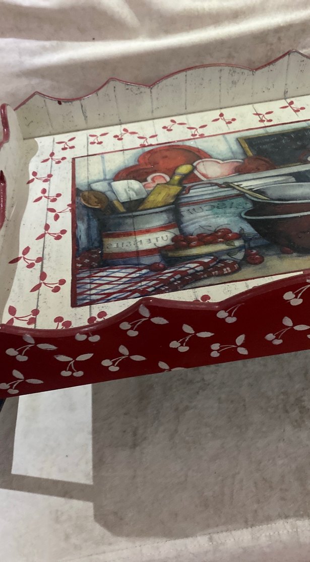 Kırmızı Ahşap Mutfak Tepsisi - Görsel 2