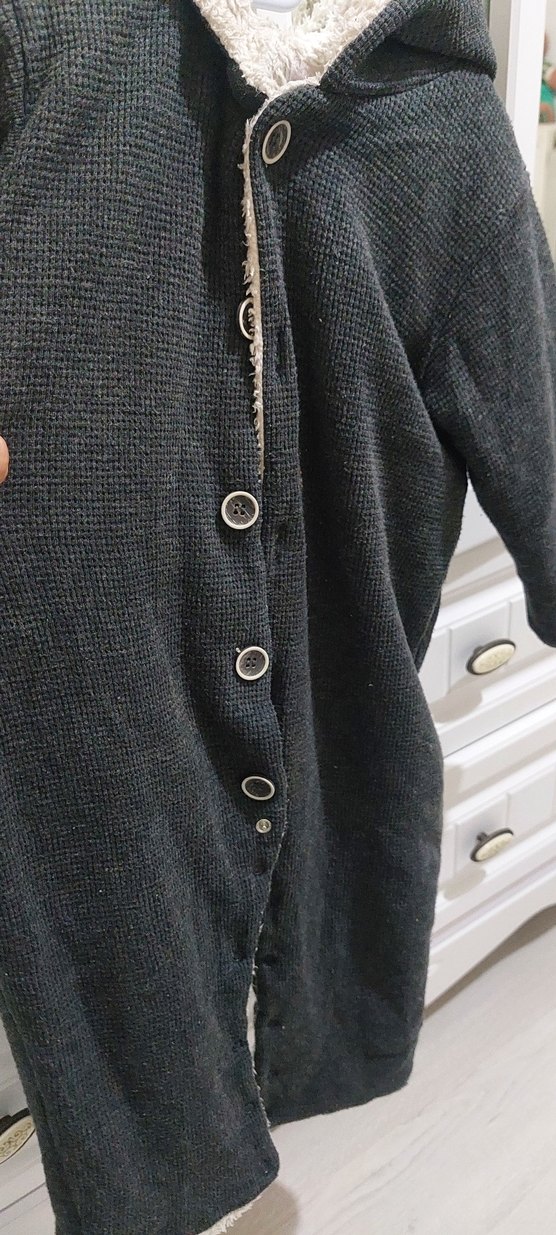 Gri Kapüşonlu Erkek Bebek Puff Tulum - Görsel 3