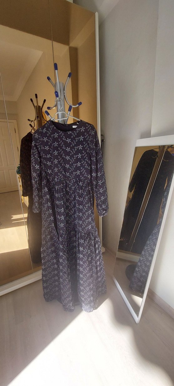 Desenli Uzun Kadın Elbise - Görsel 2