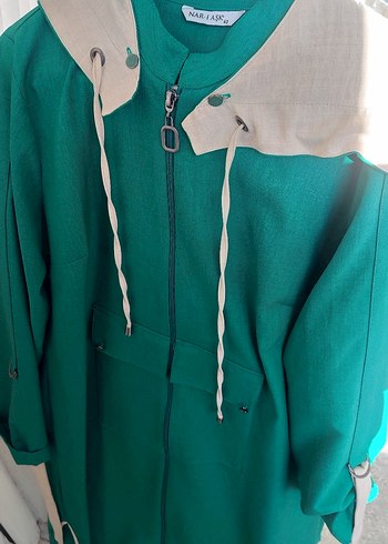 Yeşil Uzun Kadın Ceket Fermuarlı Zümra tesettür - Görsel 5