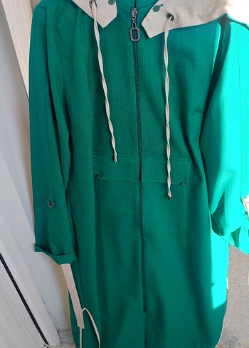 Yeşil Uzun Kadın Ceket Fermuarlı Zümra tesettür - Görsel 3