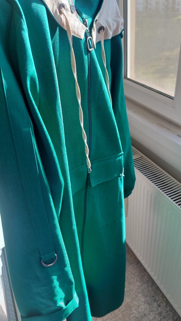 Yeşil Uzun Kadın Ceket Fermuarlı Zümra tesettür - Görsel 4