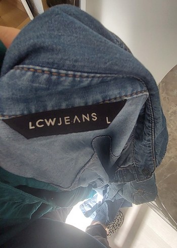 Uzun Kesim Gri Mavi Kadın Denim Ceket - Görsel 5