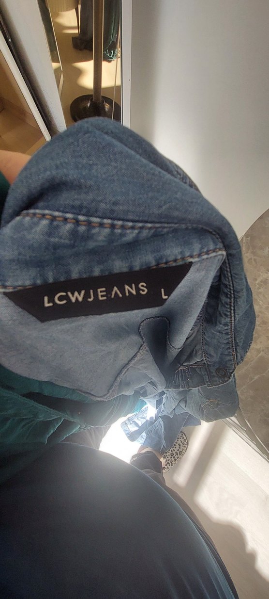 Uzun Kesim Gri Mavi Kadın Denim Ceket - Görsel 5