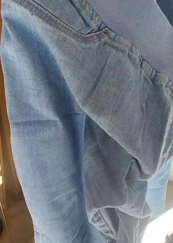 Kadın Mavi Bol Kesim Midi Kot Pantolon - Görsel 5