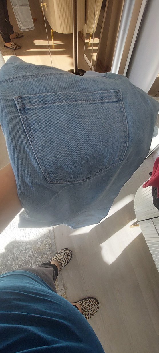 Kadın Mavi Bol Kesim Midi Kot Pantolon - Görsel 3