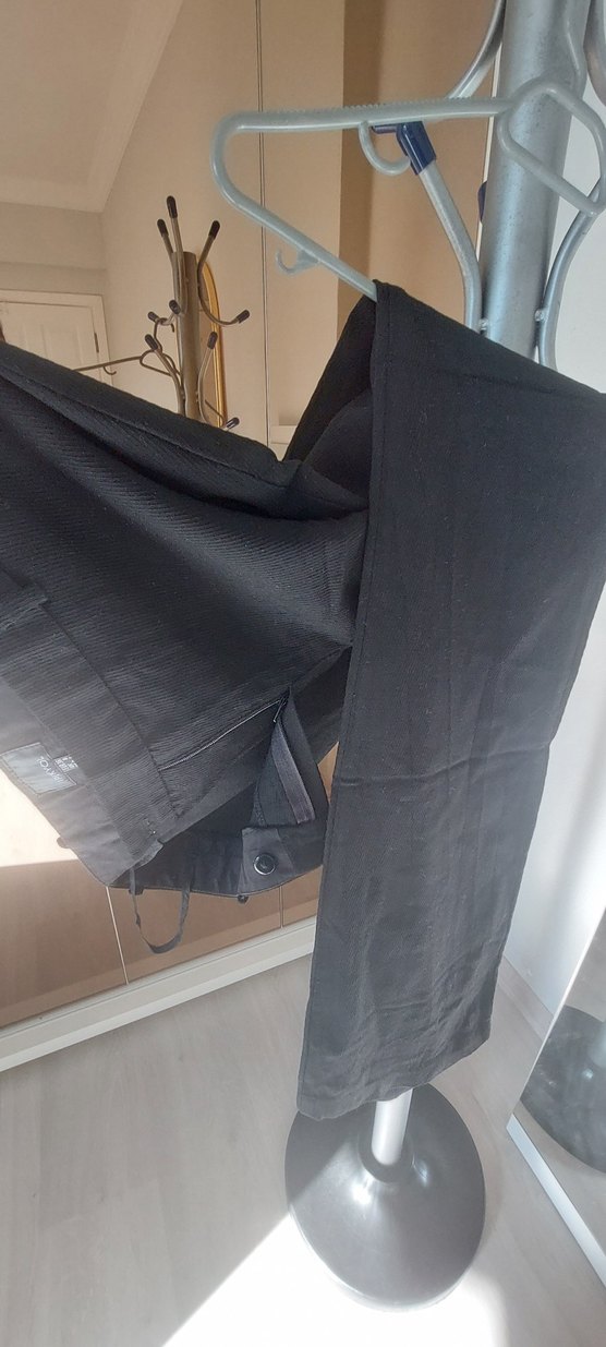 Siyah Süet Kemerli Midi Kadın Pantolon - Görsel 5