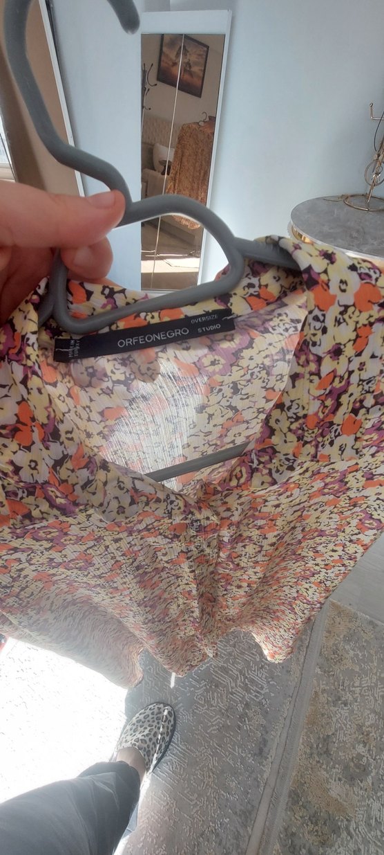 Çiçek Desenli Uzun Kollu Hamile Bluzu standart beden - Görsel 3