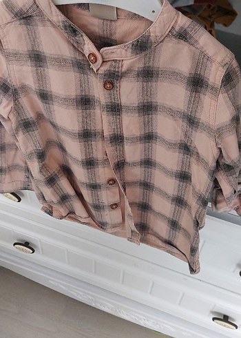 Erkek Çocuk Bej Ekose Pamuklu Gömlek - Görsel 2