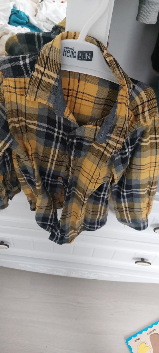 Erkek Çocuk Bej Ekose Pamuklu Gömlek - Görsel 4