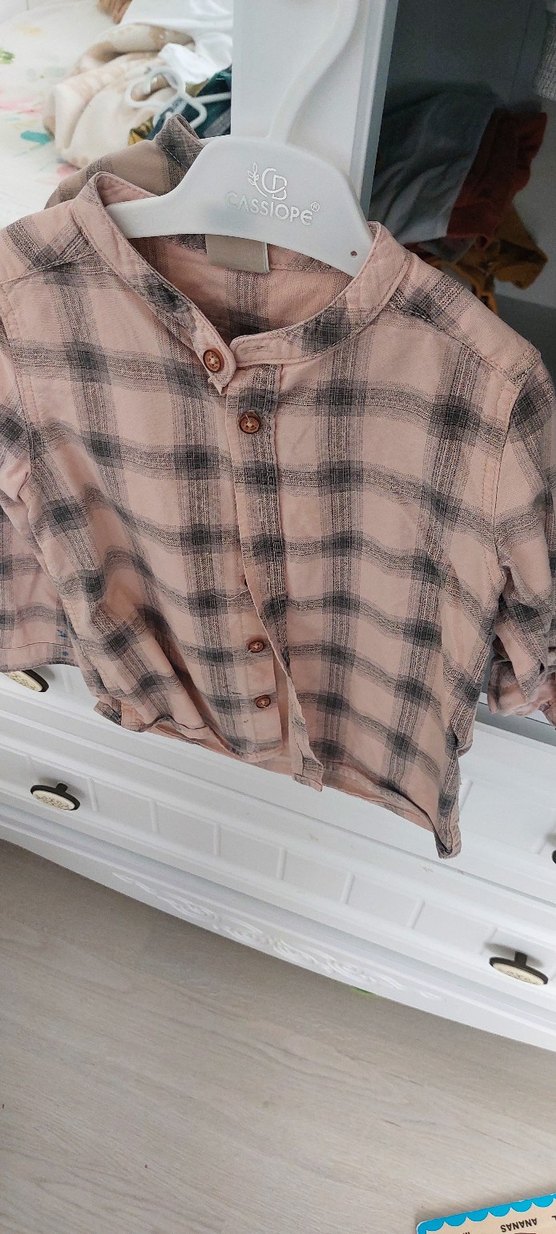 Erkek Çocuk Bej Ekose Pamuklu Gömlek - Görsel 2