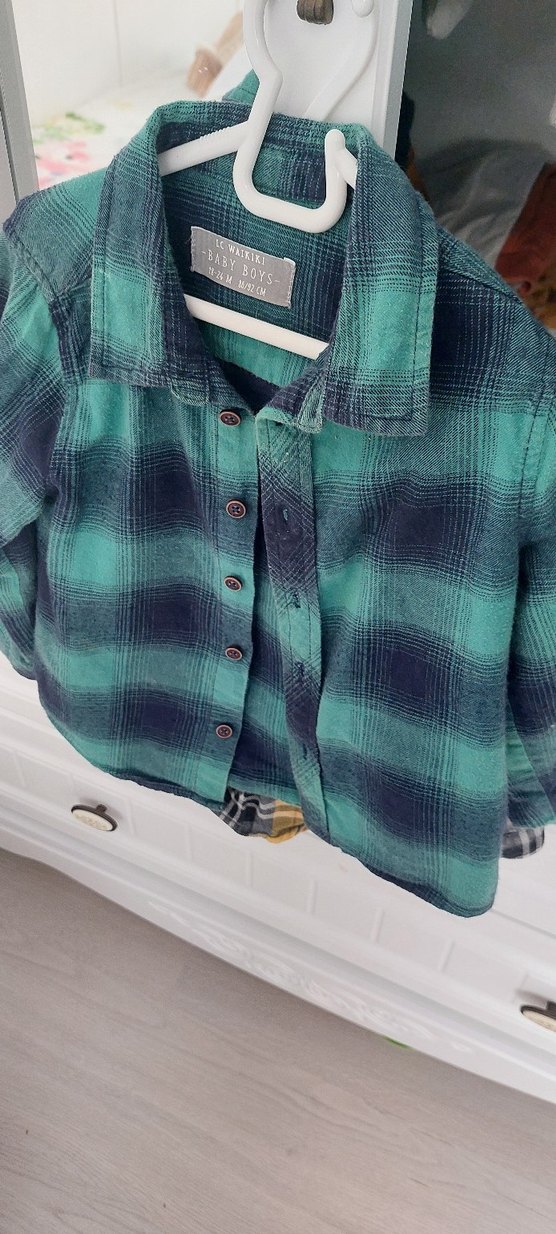 Erkek Çocuk Bej Ekose Pamuklu Gömlek - Görsel 3