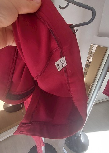 Bordo Drapeli Kadın Kumaş Pantolon - Görsel 2