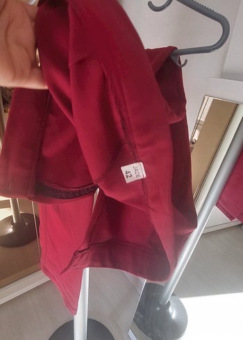 Bordo Drapeli Kadın Kumaş Pantolon - Görsel 3