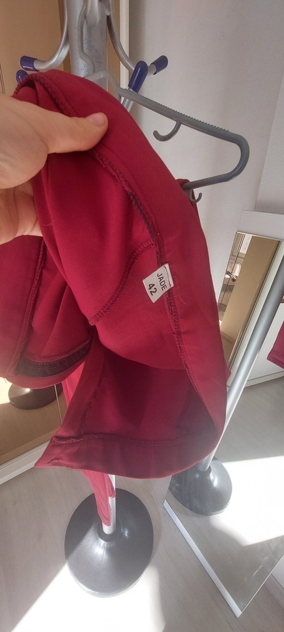 Bordo Drapeli Kadın Kumaş Pantolon - Görsel 2