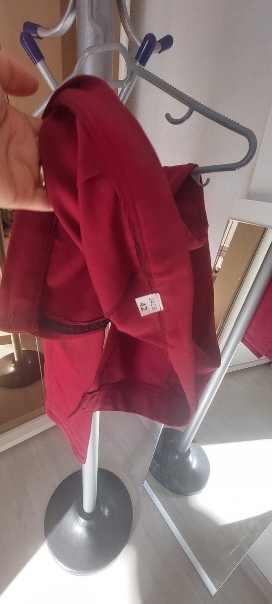 Bordo Drapeli Kadın Kumaş Pantolon - Görsel 3