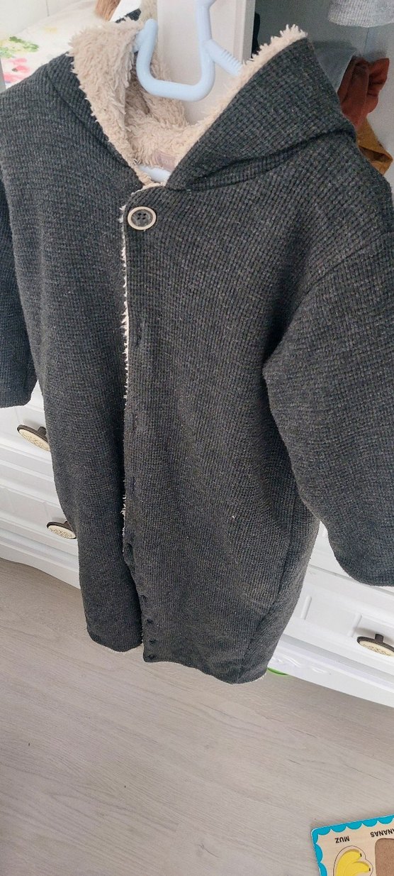 Gri Uzun Yünlü içi tulum bebek - Görsel 2