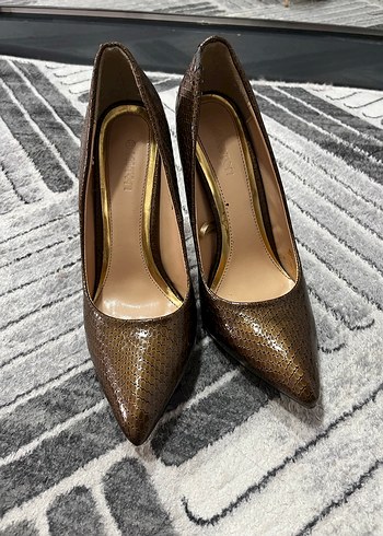 Kahverengi Yılan Derisi Desenli Stiletto - Görsel 5