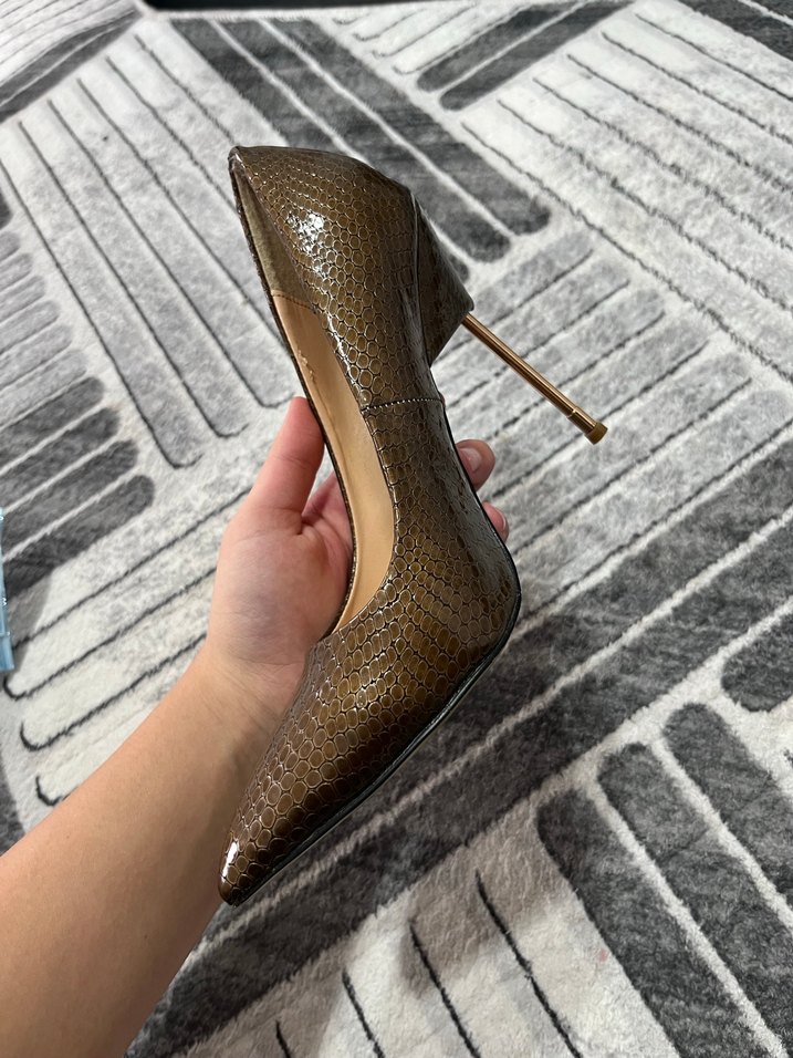 Kahverengi Yılan Derisi Desenli Stiletto - Görsel 4