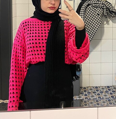 universal Beden pembe Renk Fuşya Örgü Crop