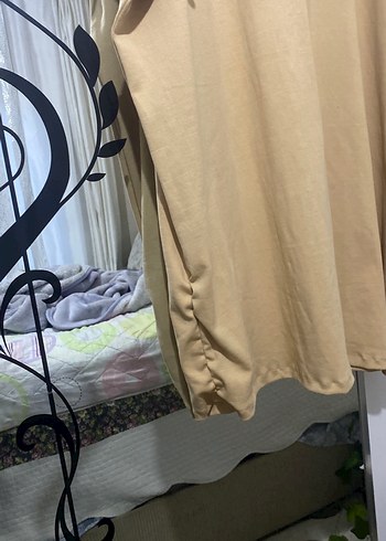 Bej Düz düşük kol bluz ve pantalon 52 54 uyumlu yüksek bel pant