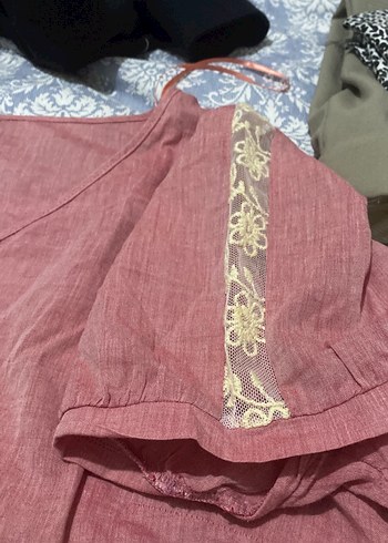 Düğmeli Nakışlı Bohem Pembe yazlık yan cepli 2 kez giyikdi - Görsel 2