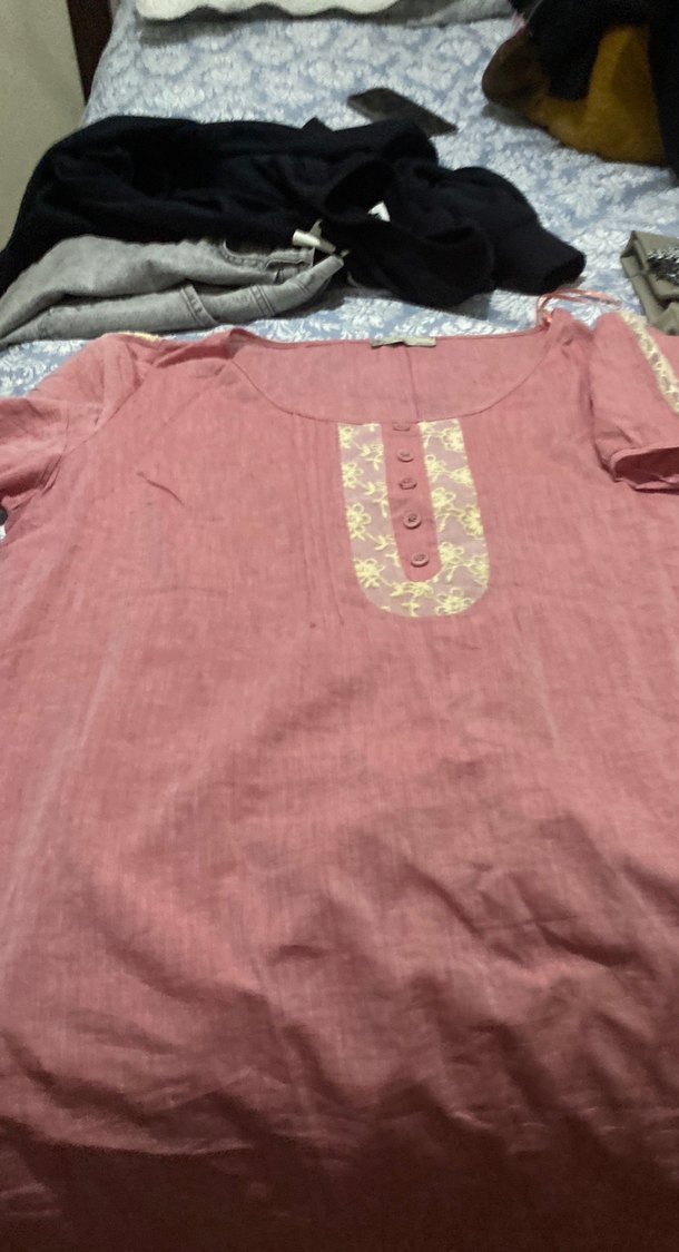 Düğmeli Nakışlı Bohem Pembe yazlık yan cepli 2 kez giyikdi - Görsel 3