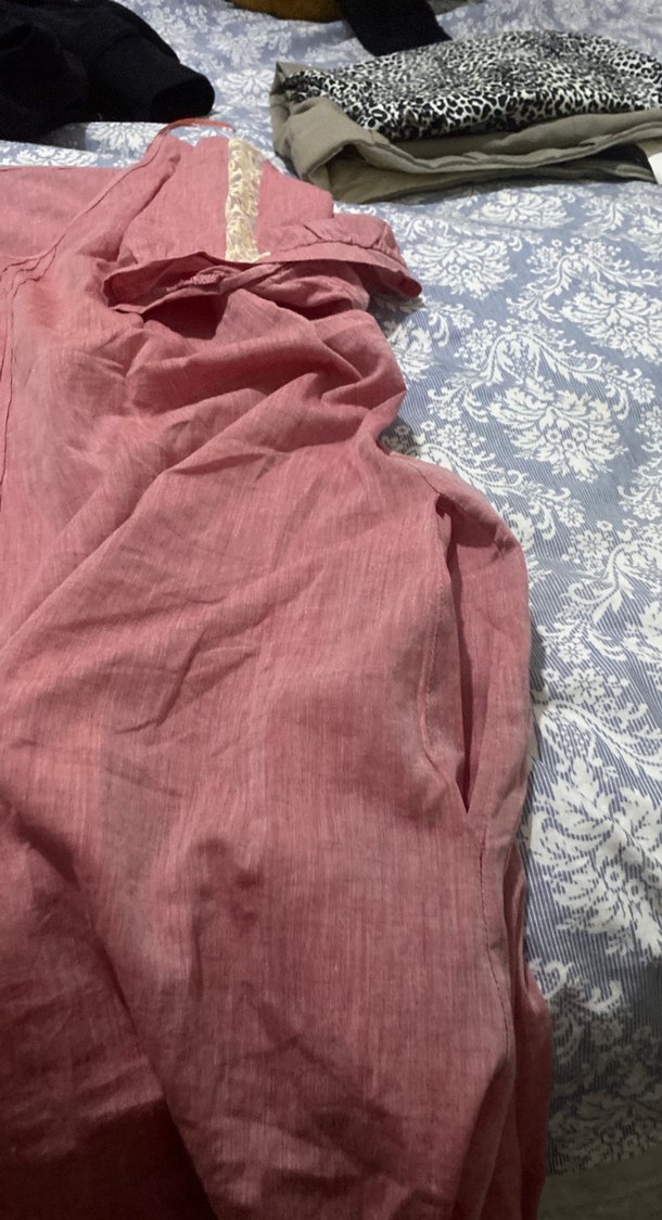 Düğmeli Nakışlı Bohem Pembe yazlık yan cepli 2 kez giyikdi - Görsel 4