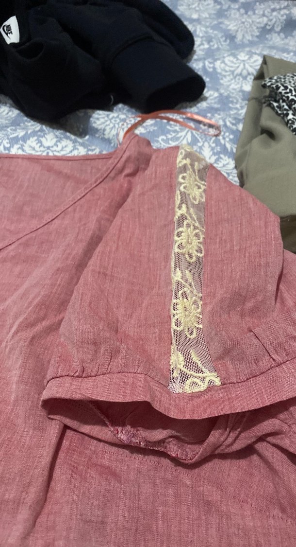 Düğmeli Nakışlı Bohem Pembe yazlık yan cepli 2 kez giyikdi - Görsel 2