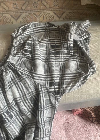 Gri Pileli Kayık Yaka Kadın Bluz pamuklu kumaş butik ürünü yeni - Görsel 2