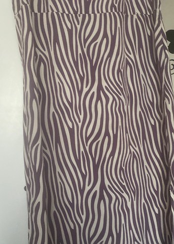 Mor Zebra Desenli Uzun Elbise kolsuz - Görsel 2