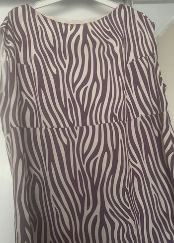 Mor Zebra Desenli Uzun Elbise kolsuz - Görsel 3