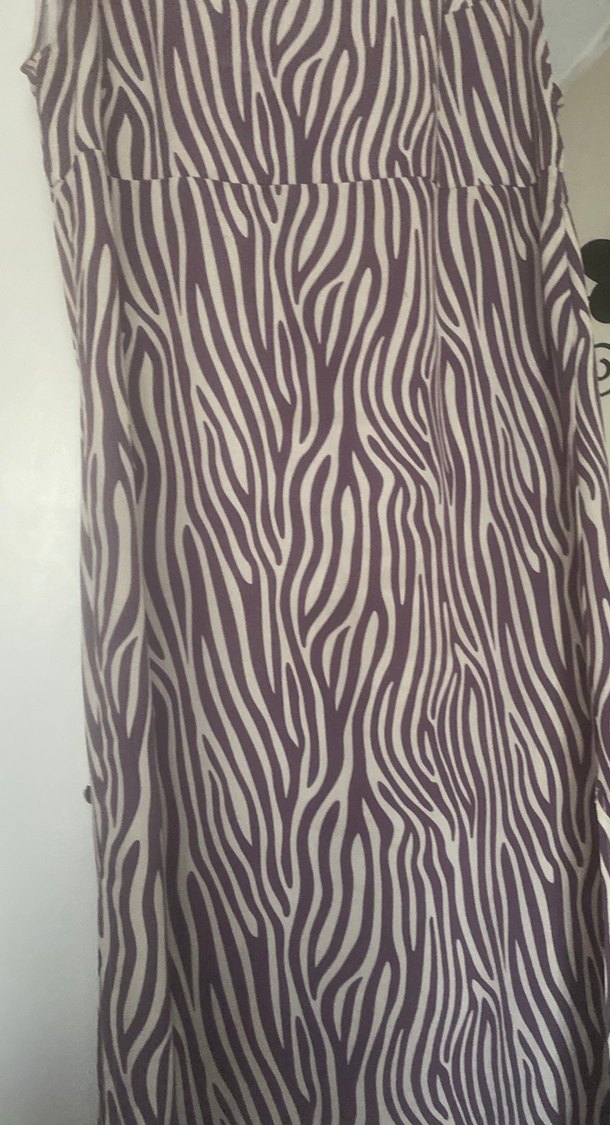 Mor Zebra Desenli Uzun Elbise kolsuz - Görsel 2