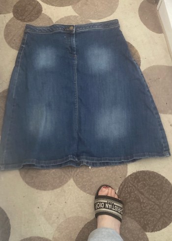 Gri Mavi Kadın Midi Denim Etek sıfır gibi etek - Görsel 2