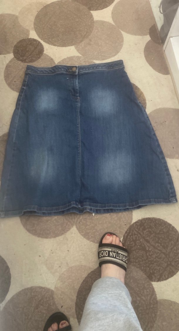 Gri Mavi Kadın Midi Denim Etek sıfır gibi etek - Görsel 2