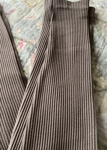 Kadın Gri Pileli Uzun Tayt - Görsel 3