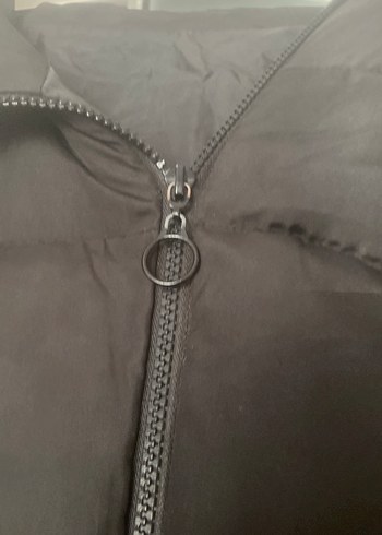 Siyah Fermuarlı Kadın Midi şişme mont M L giyer sıfır gibi - Görsel 3