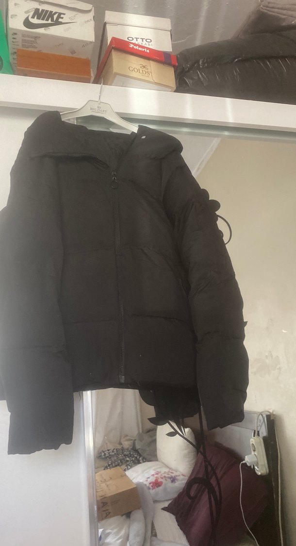 Siyah Fermuarlı Kadın Midi şişme mont M L giyer sıfır gibi - Görsel 2