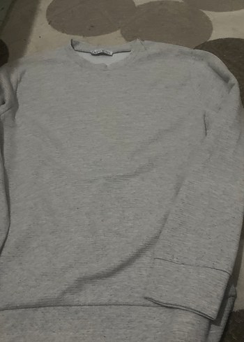 Gri Kadın Sweatshirt, Yuvarlak Yaka, Rahat Kesim - Görsel 3